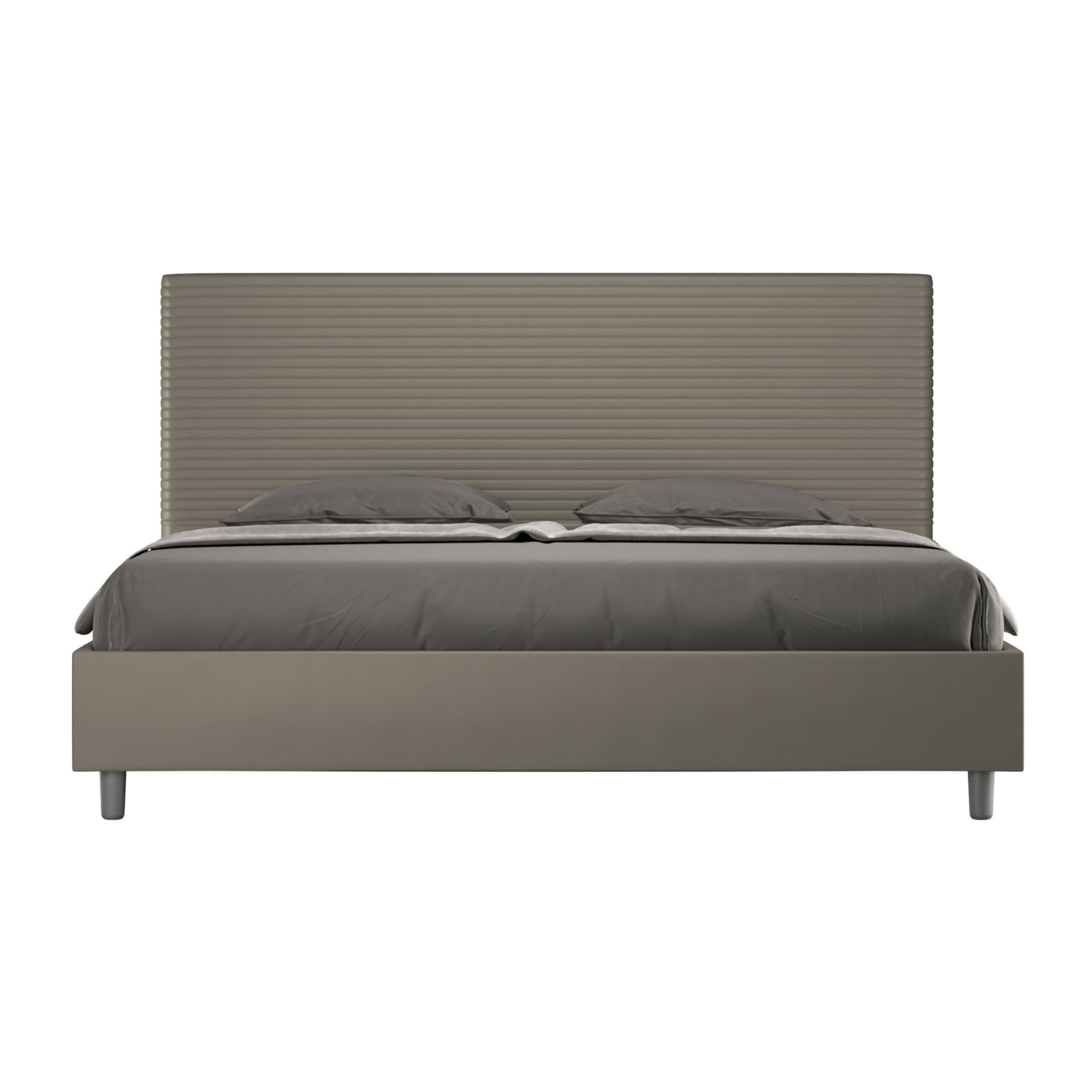 Letto matrimoniale king size con rete imbottito 180x210 similpelle cappuccino Focus