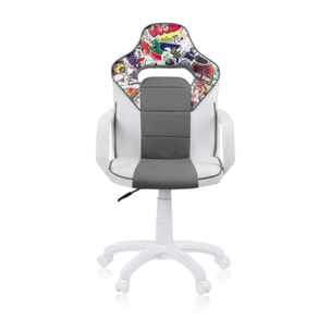 Silla gaming DRW Sticker - Blanco - Gris DRW