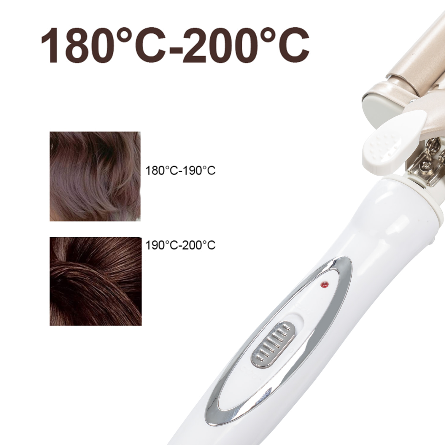 DAM Moldeador de pelo de 5 tubos KJ-30. 50W. Temperatura de 170 a 220 grados. 9x7x33 Cm. Color: Blanco