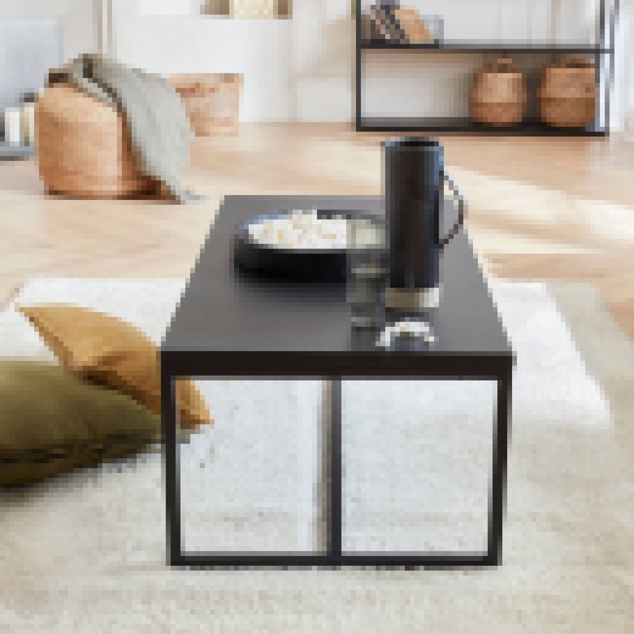 Table basse métal noir 100x50x36cm - Industrielle - pieds en métal. design