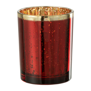 J-Line photophore Bord Dore - verre - rouge/or - medium