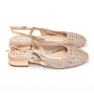 Ballerine slingback in simil pelle con tomaia bucherellata