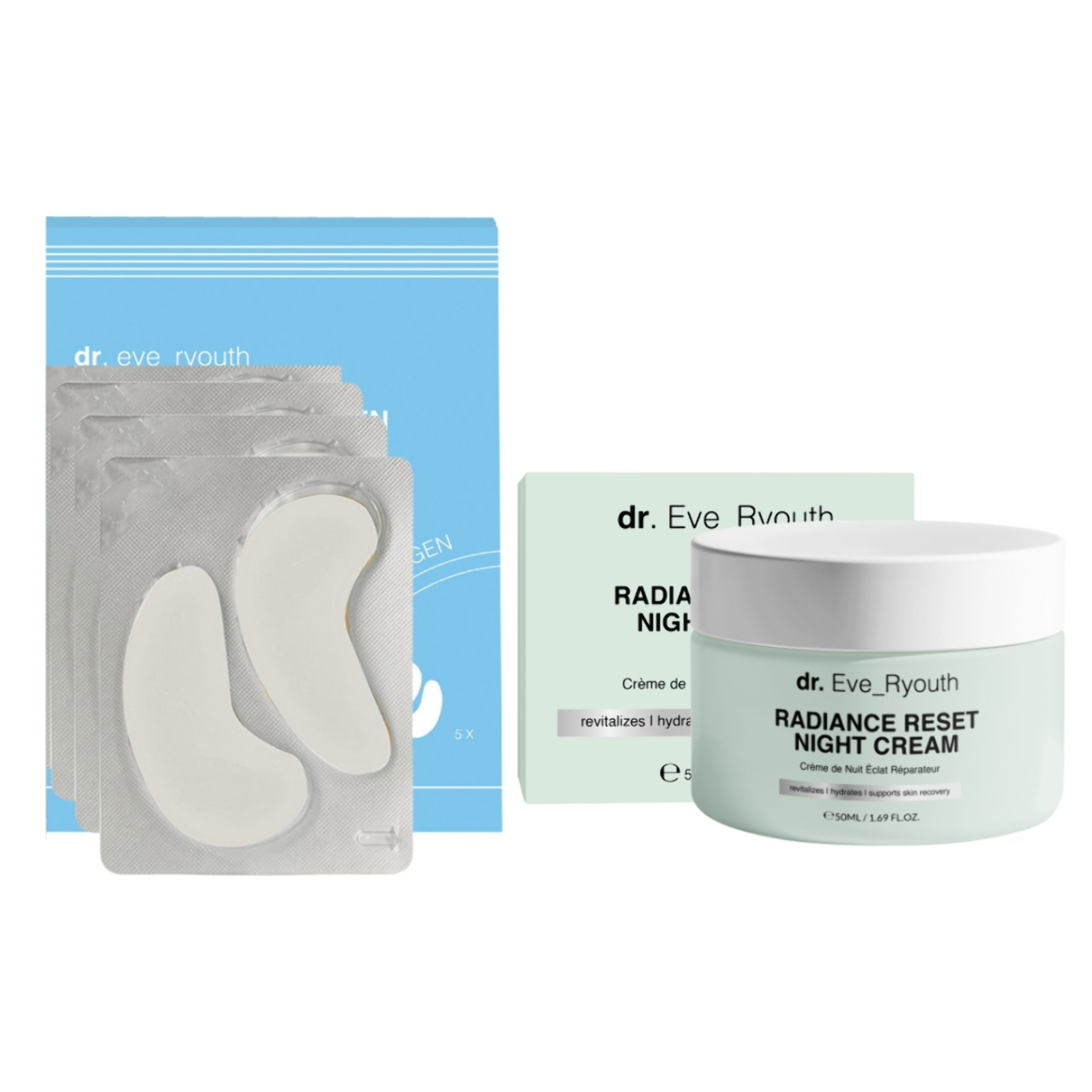 Crema de noche Radiance Reset + Parches de hidrogel para ojos Youth Eye Rejuvenation