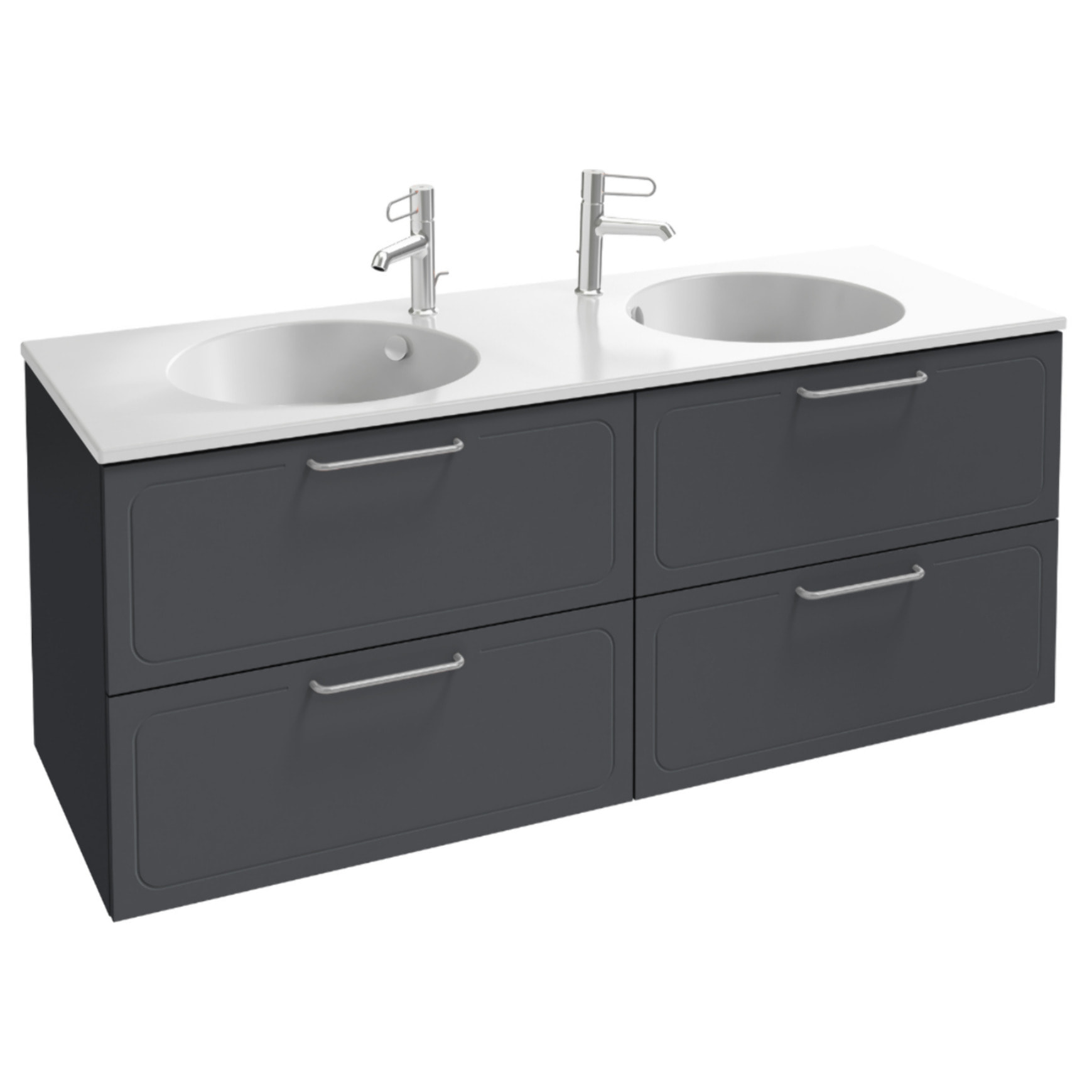 Meuble double vasque 140 cm Odéon Rive Gauche 4 tiroirs gris anthracite