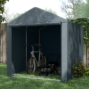 Abri de jardin tente de stockage portable abri de vélo garage pour extérieur avec cadre en acier galvanisé et grande porte, 1,6 x 2,2 m gris foncé