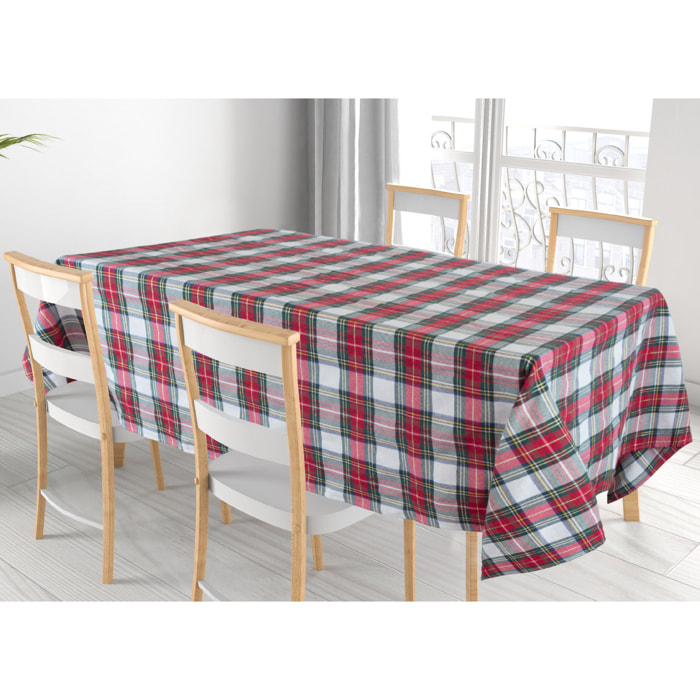 Tovaglia Natalizia in Misto Cotone Made in Italy Fantasia Edimburgo con filo Lurex