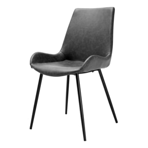Lot de 2 chaises en cuir synthétique gris foncé - Austin