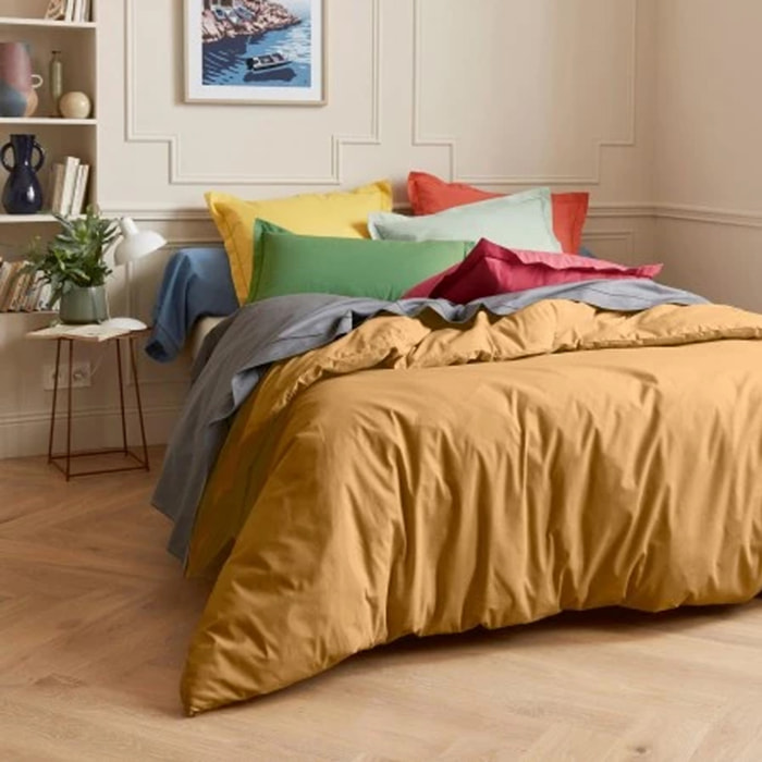 Housse de Couette Unie en 100 % Coton - Marron Clair