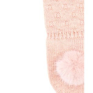 Polaina pompon beige rosa