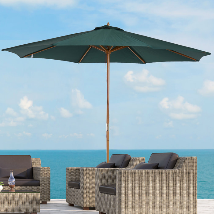 Sombrilla para Playa de Poliéster Madera 2,45x3m Verde