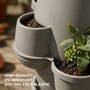 Oasi - Fioriera Da Giardino 80x80x80 Cm Con 6 Tasche Perimetrali E Sottovaso Cappuccino