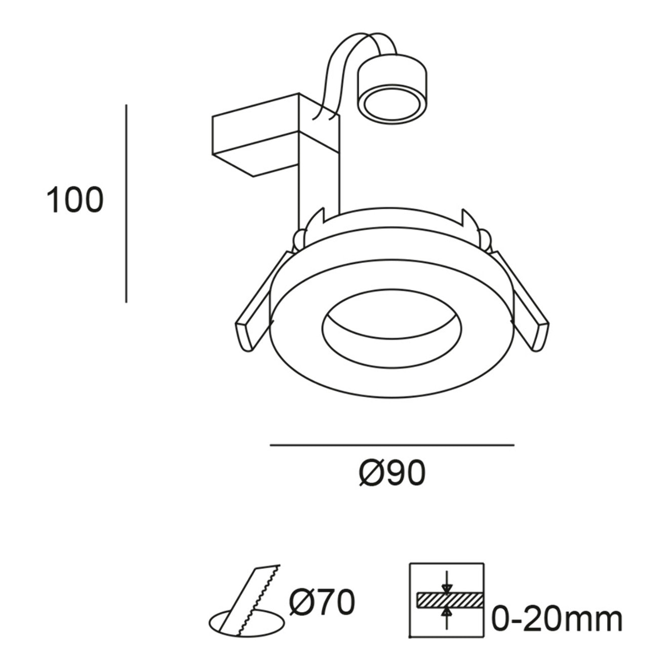 Forlight Rame - Downlight Empotrable de Techo de 90mm de Diámetro para Bombilla GU10 en Cromo