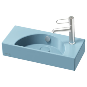 Lave-mains compact 50 cm Odéon Rive Gauche 1 trou de robinetterie à droite Aigue marine satiné