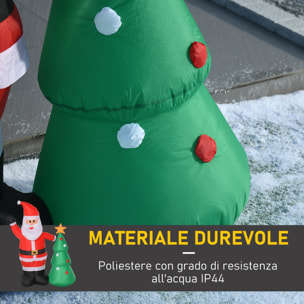 HOMCOM Babbo Natale Gonfiabile con Albero 150cm con Luci LED - Rosso