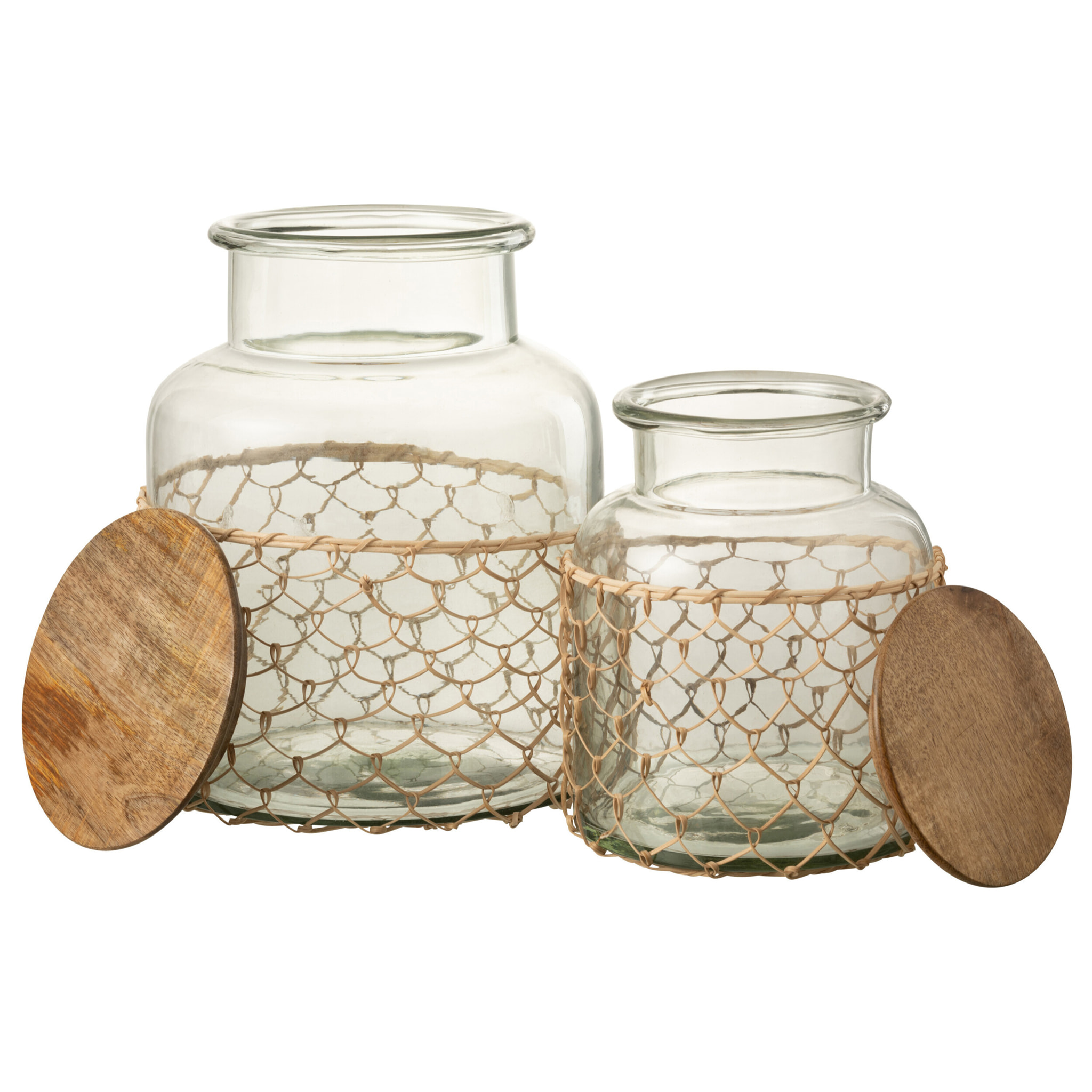 J-Line pot de conservation Tricot - verre/bois - transparent - large