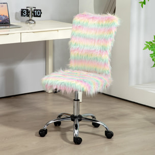 Silla de Oficina Giratoria Silla de Escritorio sin Brazos con Altura Ajustable Tapizado en Felpa y Respaldo Alto Silla de Estudio Carga 120 kg Multicolor