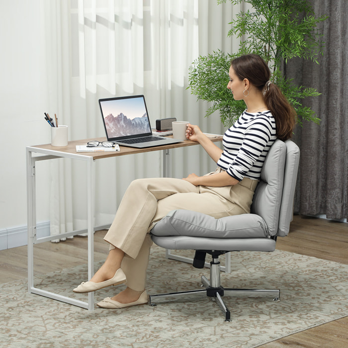 Silla de Escritorio Giratoria Silla de Oficina con Altura Ajustable Función de Basculante Base Cruzada sin Brazos y Asiento Amplio para Estudio Dormitorio Gris