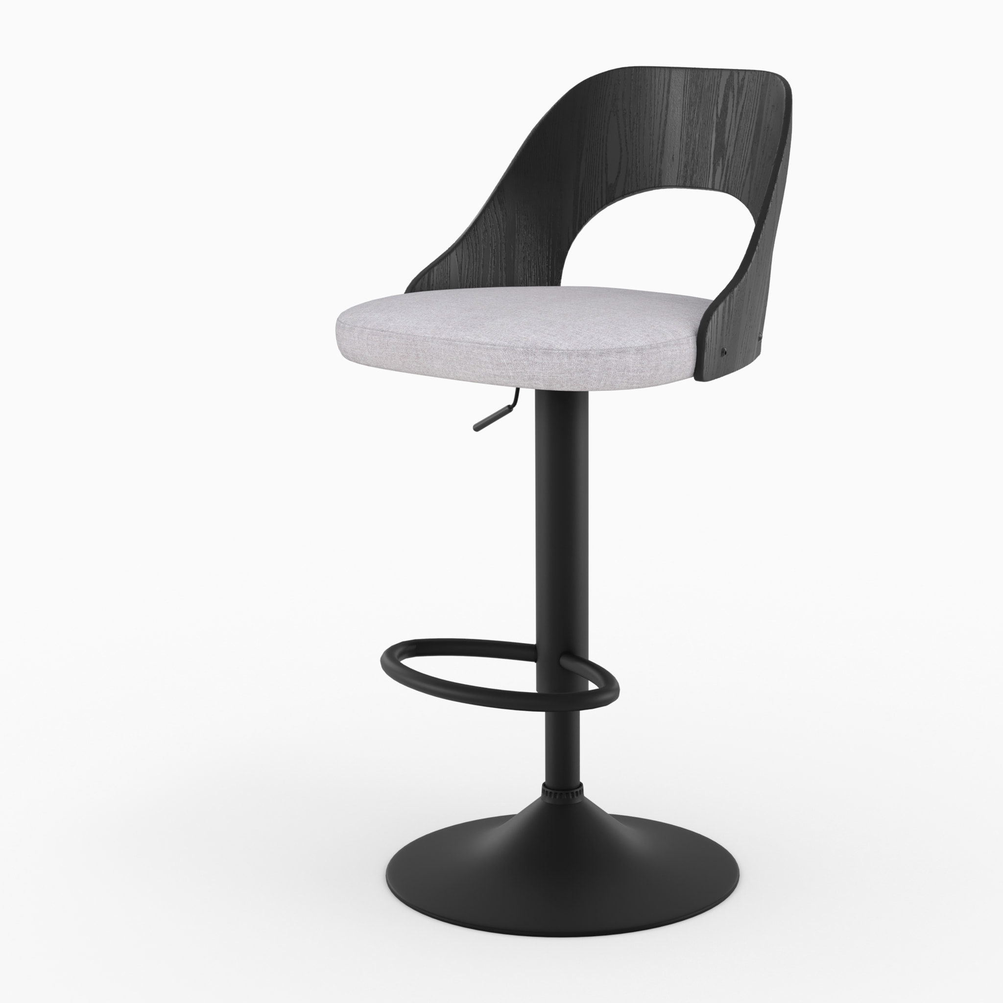 Lot de 2 chaises de bar réglables (63-85 cm) en tissu gris clair chiné - Emily