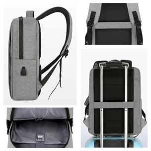 DAM Mochila para Laptop con interfaz de carga USB. 29x12x41 Cm. Color: Negro