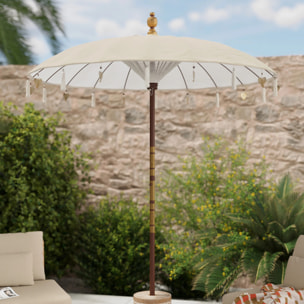 Parasol en bois de cocotier et tissu crème - Ali