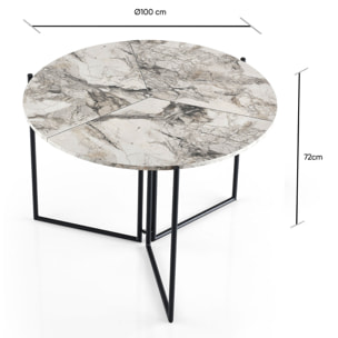 Mesa de comedor redonda con patas de metal wellhome.