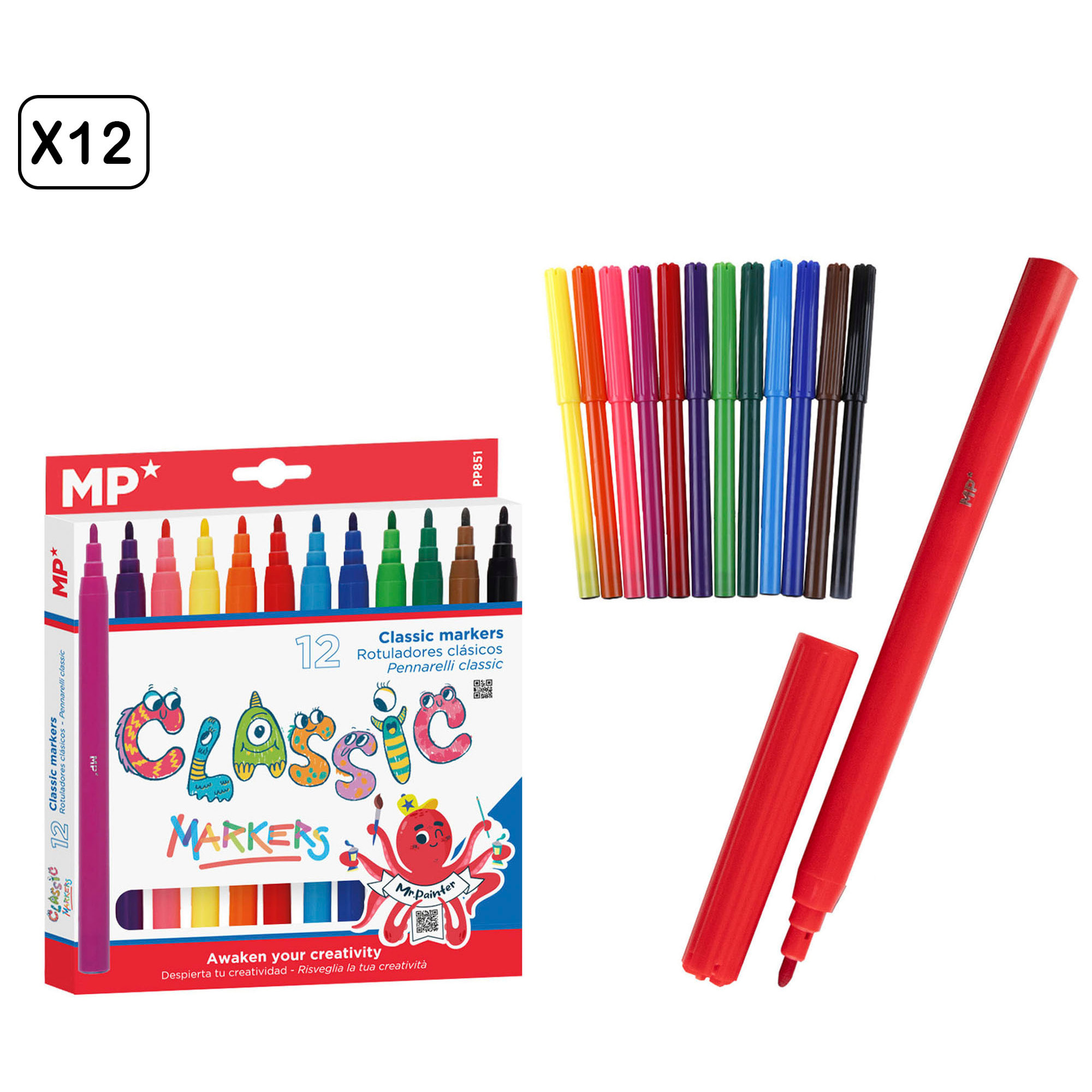 12 PACKS DE ROTULADORES CLÁSICOS 12 Uds.