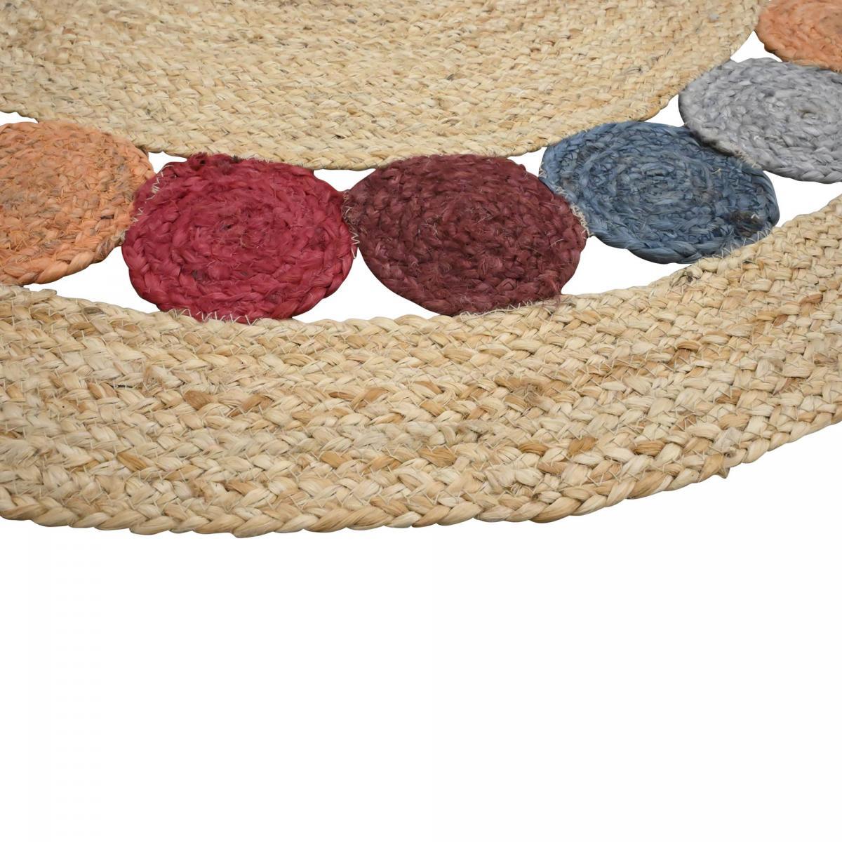 Tapis rond fait à la main en jute motif géométrique PAX