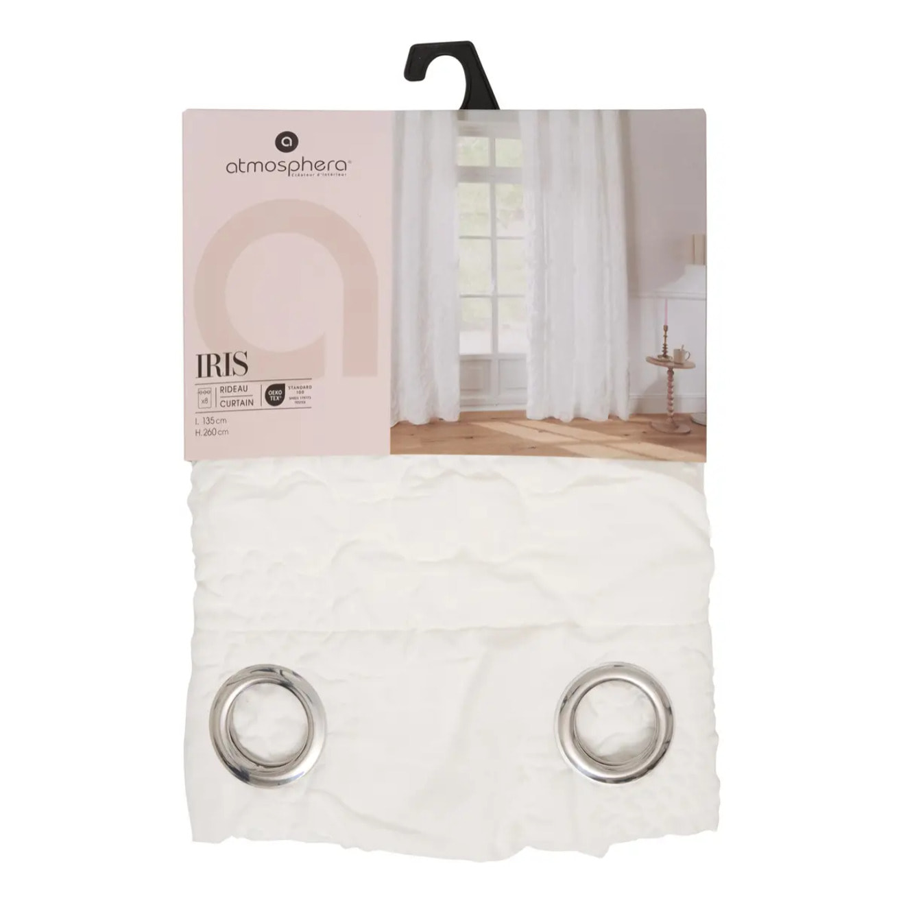Rideau matelassé Iris 135x260cm blanc