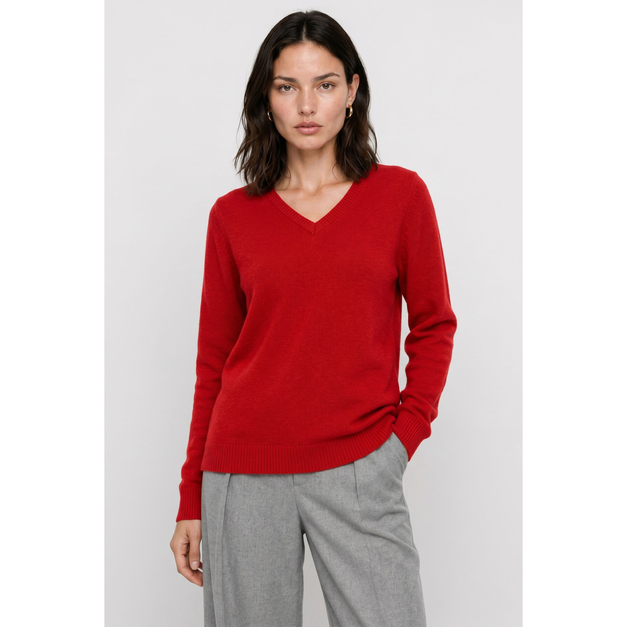 Kocca - Maglia da donna in angora con scollo a V e maniche lunghe Donna
