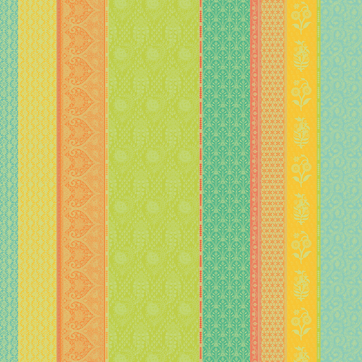 Nappe pur coton motif jacquard multicolore Mille saris kerala