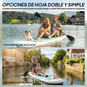 Tabla Paddle Surf Hinchable con Accesorios, 335 cm, Remo Convertible, Asiento, Aletas, Stand Up Paddle Board con Superficie Antideslizante, Bomba, Mochila y Funda, Carga 180 kg, para Adultos