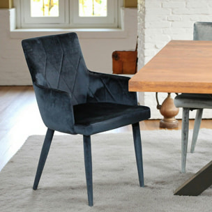 Fauteuil de table en velours bleu (lot de 2) HAWAI