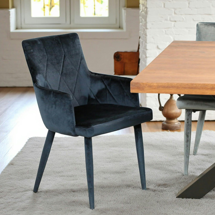 Fauteuil de table en velours bleu (lot de 2) HAWAI