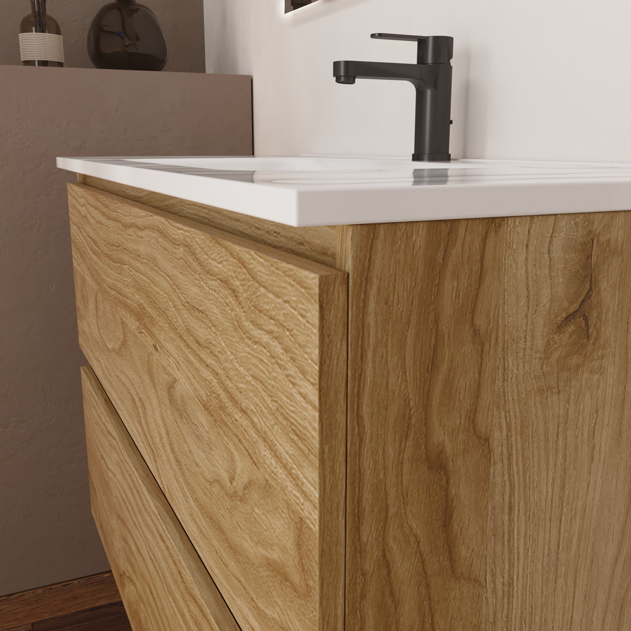 Ensemble Salle de Bain Kaji | 60 cm Teka | Deux Tiroirs | Lavabo Encastré| N'inclut pas le Miroir | Alday