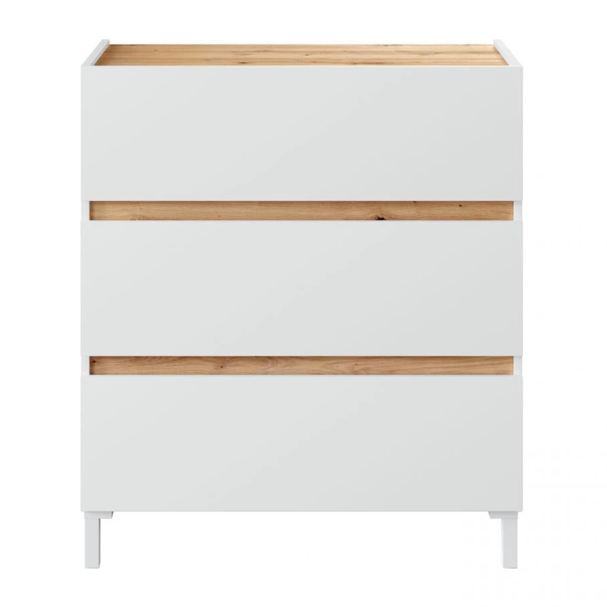 Cómoda Tempus Blanco Artik (Blanco Mate) - Roble Nodi