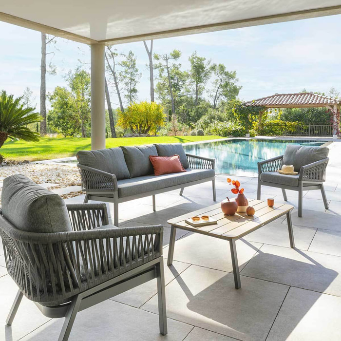 Salon de jardin "Oriengo" anthracite & graphite 5 places en aluminium traité époxy