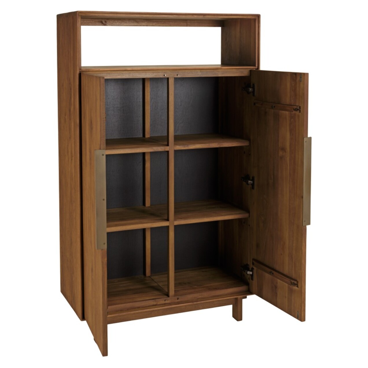 SIXTINE - Buffet 2 portes 1 étagère ouverte 90x155cm en bois de teck recyclé