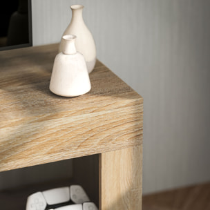 Mueble de TV Mesa de TV con 2 Puertas Estante Abierto Mueble de TV para Salón para Televisores de 60 Pulgadas 140x40x48 cm Blanco y Natural