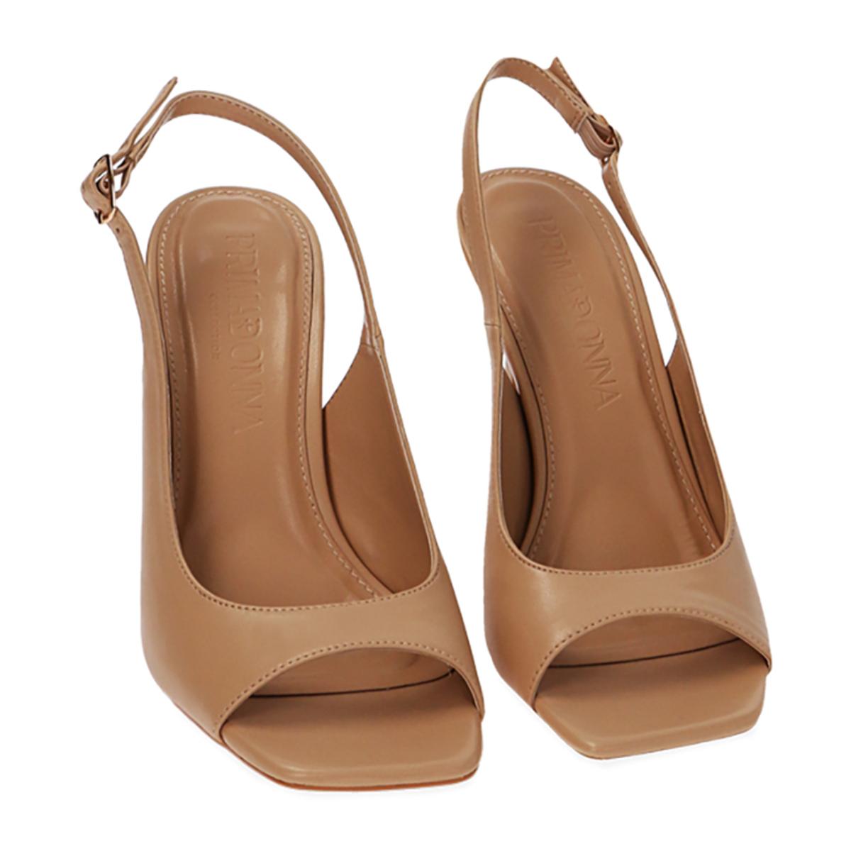 Décolleté slingback open toe beige, tacco 9,5 cm