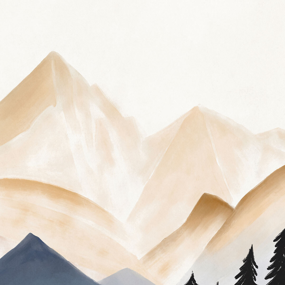 Papier peint silhouette de montagne Intissé