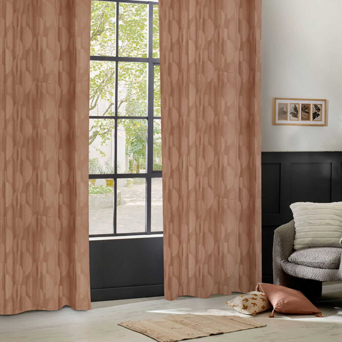Rideau "Wimbi" jacquard terracotta 140x260cm