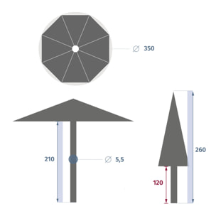 Parasol droit rectangulaire inclinable "Maluvia" blanc 3,5m