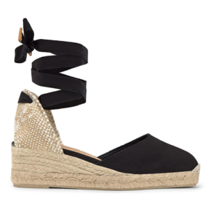 Alpargatas de cuña de mujer Carina en algodón orgánico, cierre mediante lazada