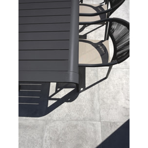 HANOI - Ensemble repas de jardin en aluminium 6 places coloris anthracite