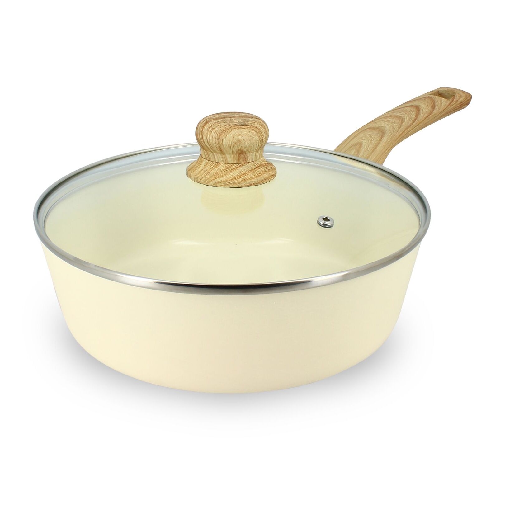 Sauteuse en revêtement céramique 24cm crème - tous feux COLORAMA