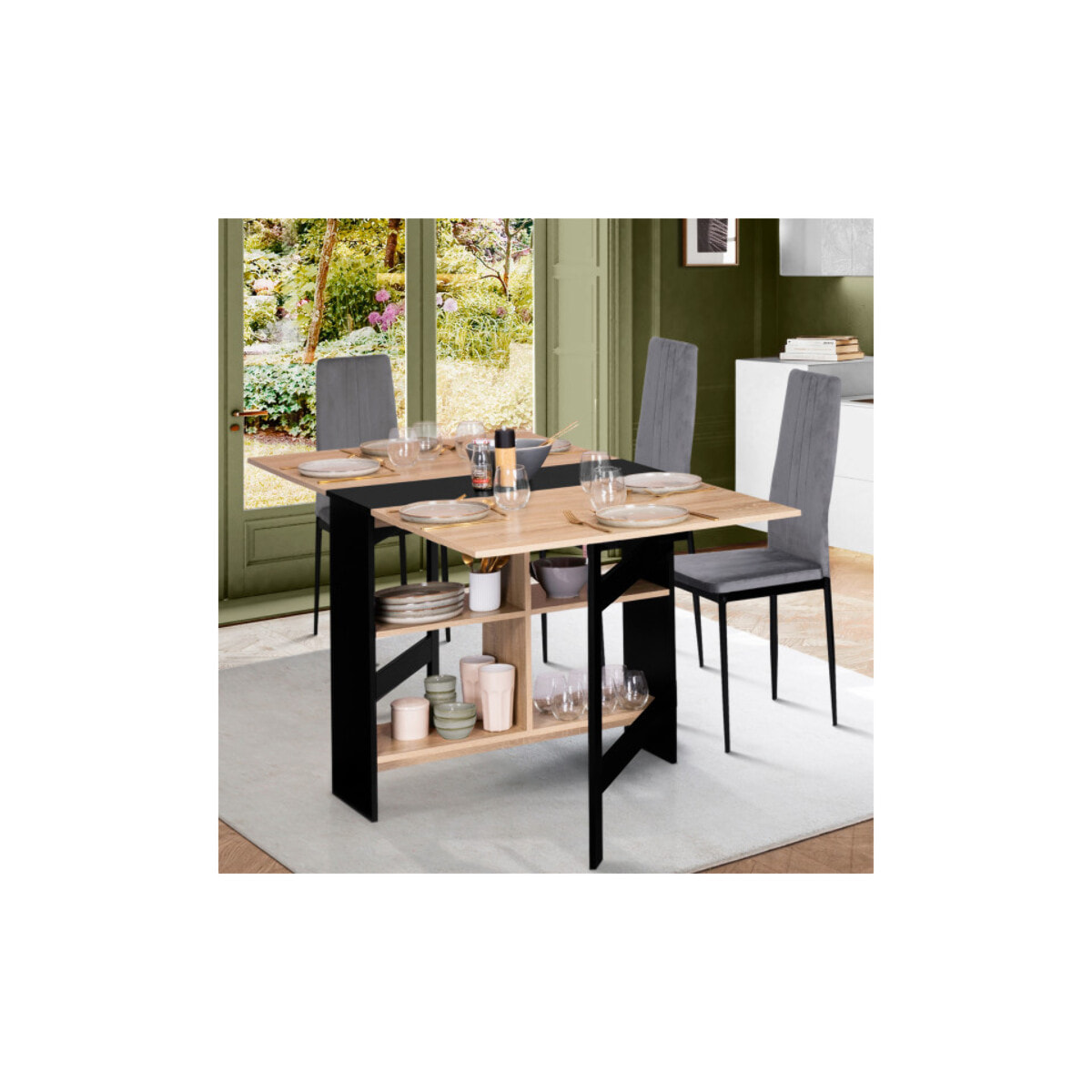 Table repas console pliable Edi avec rangements