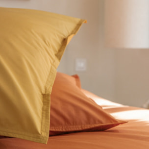 Como - Drap housse terracotta en percale de coton - 180x200cm.