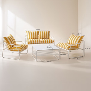 Salon de jardin 4 places en acier et tissu ocre LUIGI