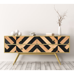 Stickers adhesivos de CERAMIKO - Geométrico madera y negro 65x100