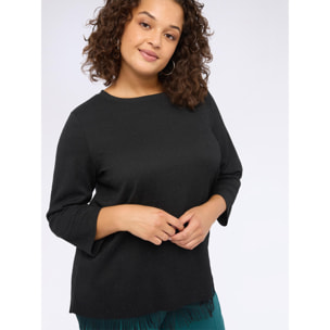 Fiorella Rubino - Camiseta de punto con lentejuelas y flecos - Negro